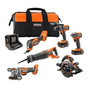 RIDGID 18V 6-Tool Combo Kit with Batteries and Charger - $349 + Free Shipping