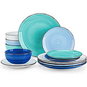 Serve Meals in Style with 12-Pc Vancasso Bonita Blue Dinnerware Set