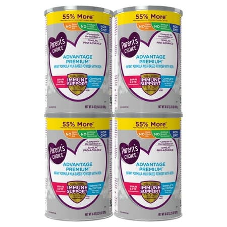 Parent's Choice Advantage Premium Baby Formula, 36 oz, 4 Pack