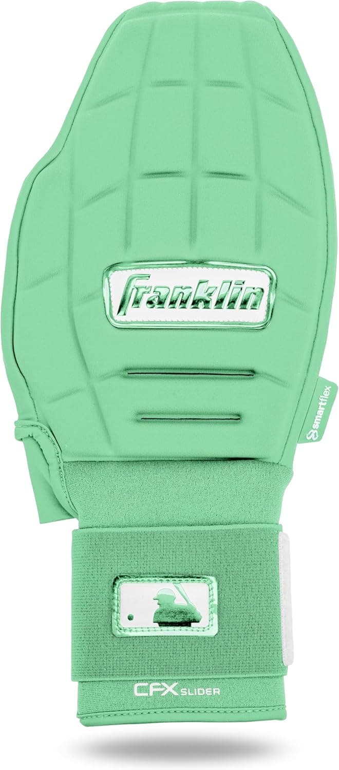 Franklin Sports MLB Baseball + Softball Sliding Mitt - CFX PRT Youth Protective Baserunning Sliding Glove - Left + Right Hand Mitt - Hand + Wrist Protector for Running - Mint - One Size - Youth