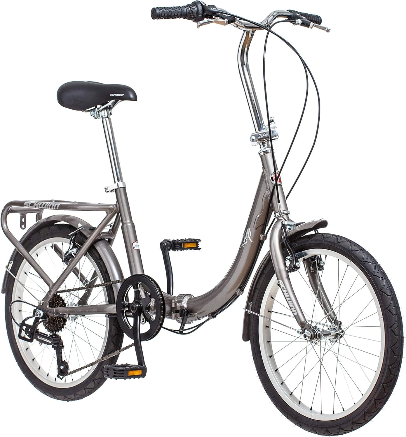 Schwinn Loop Folding Bike: 20-inch Wheels, 7-Speed, Rear Rack