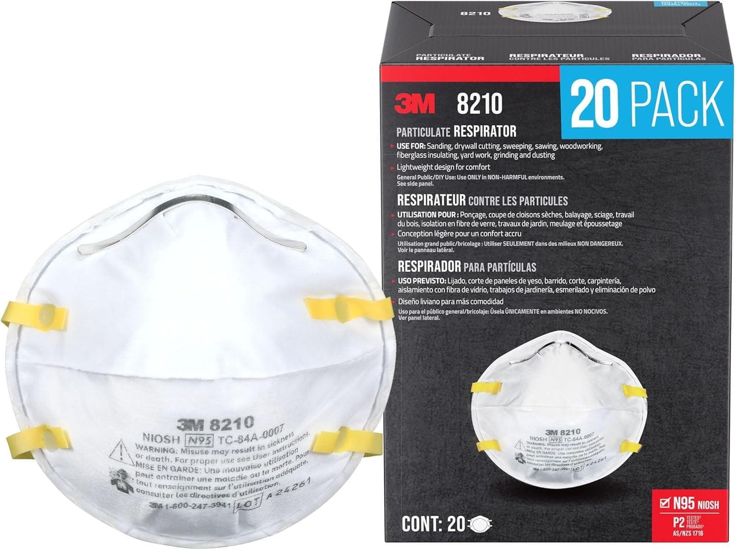 20-Pack 3M 8210 N95 Performance Respirators