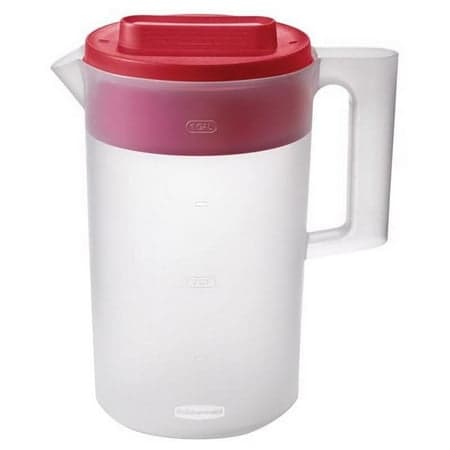 Rubbermaid, Pitcher, Simply Pour Clear/Red Pitcher Plastic 1 gal, plastic, 1 gal, helpful for family beverage service, A Practical Choice for Everyday Beverage Serving
