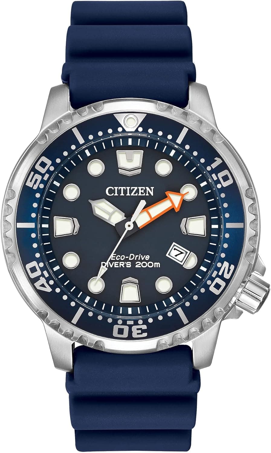 Citizen Promaster Dive Eco-Drive Watch, 3-Hand Date, ISO Certified, Luminous Hands and Markers, Rotating Bezel, Blue/Stainless (Model: BN0151-09L)