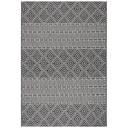 SAFAVIEH Courtyard Karen Geometric Indoor/Outdoor Area Rug, 5'3" x 7'7", Black/Grey