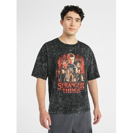 Netflix Stranger Things Roll Out Oversized Graphic T-Shirt from No Boundaries, Men's & Big Men's