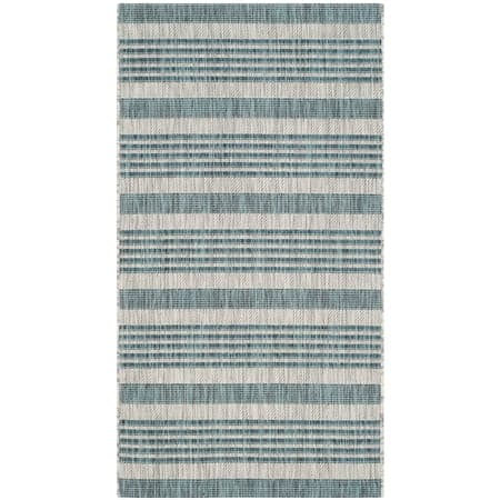SAFAVIEH Courtyard Patrice Striped Indoor/Outdoor Area Rug, 2'7" x 5', Grey/Blue
