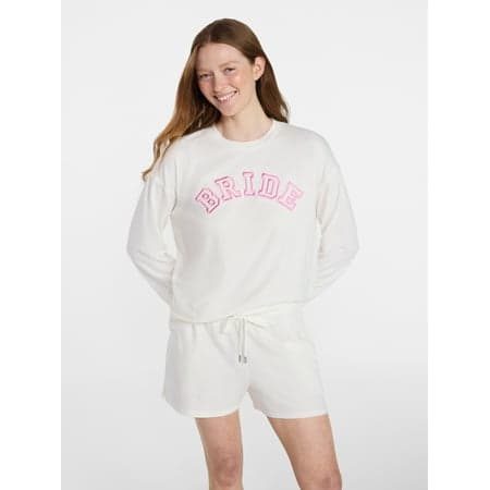 Joyspun Women's French Terry Knit Bridal Long Sleeve Sleep Top, Sizes XS to 3X