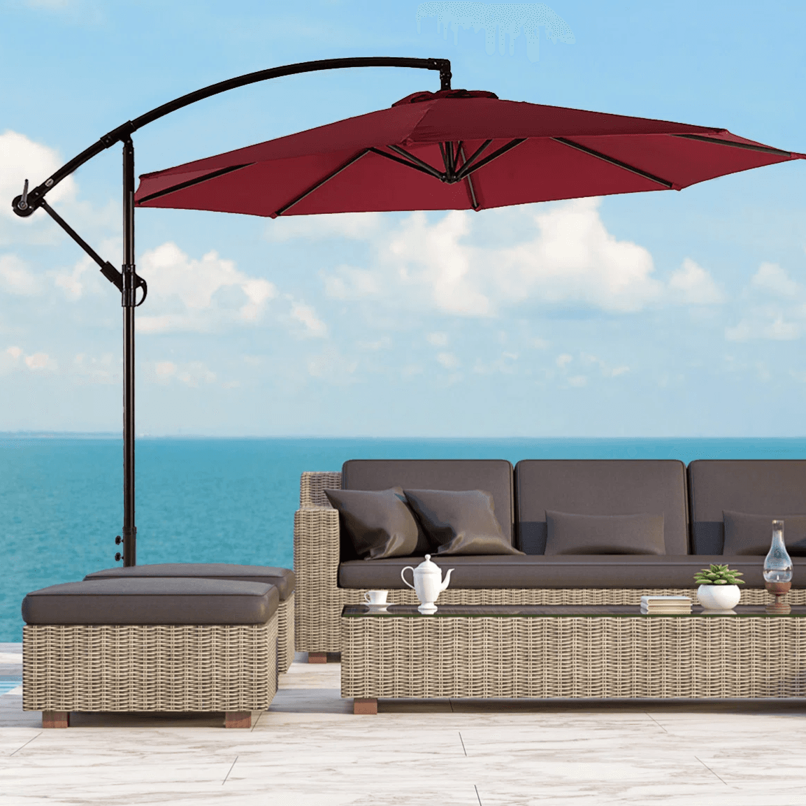 60% Off 10' Cantilever Umbrella with Base