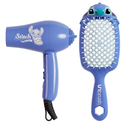 Disney Stitch Travel Set - Unbrush & Mini Dryer for On-the-Go
