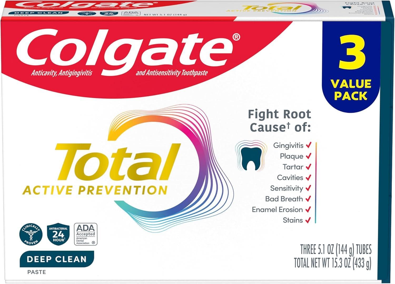 Colgate Total Active Prevention Deep Clean Toothpaste - 48% Off