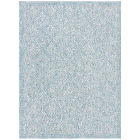 SAFAVIEH Courtyard Amber Damask Indoor/Outdoor Area Rug, Aqua/Grey, 8' x 11'
