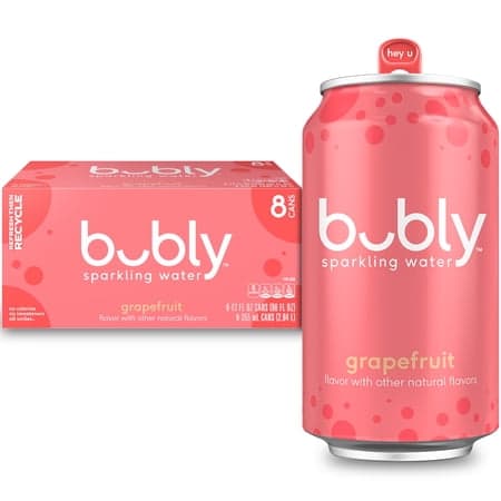 bubly Sparkling Water, The Super Mario Galaxy Movie Grapefruit, Zero Sugar & Zero Calories, 12 fl oz Cans (8 pack)
