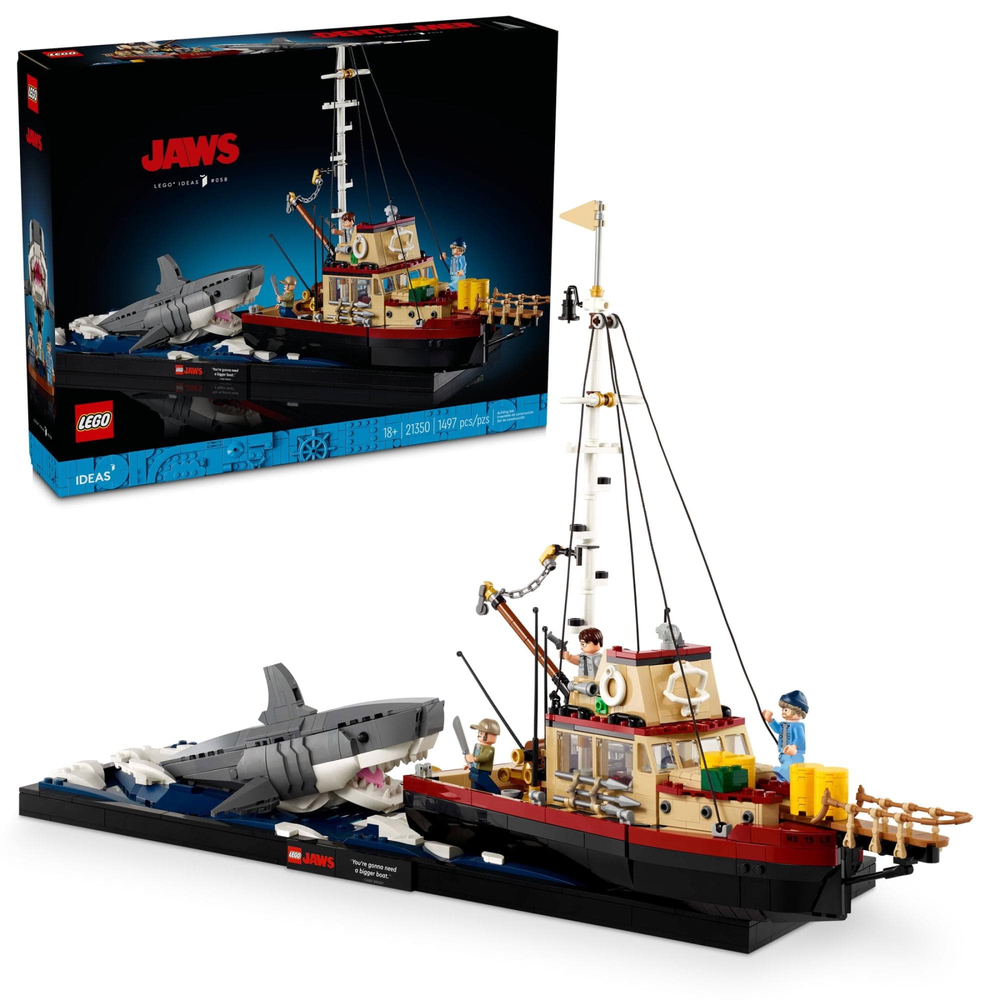 Dive into the Jaws Orca Boat Diorama from LEGO Ideas