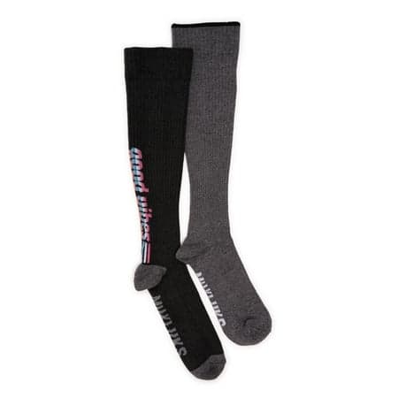 MUK LUKS Women's Regular Width Compression Cotton Knee-High Socks, 2-Pack, Shoe Size 6-10