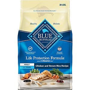 Sel Accts: Blue Buffalo Dry Dog Food: 30Lb Life Protection (Chicken/Brown Rice) $20.40 & More w/ S&S + Free S/H