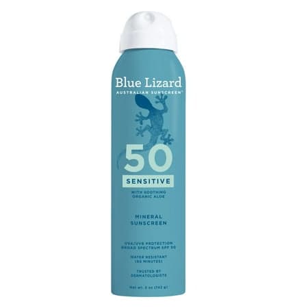 Blue Lizard Sensitive Mineral SPF 50 Spray, Zinc Oxide, 5 oz