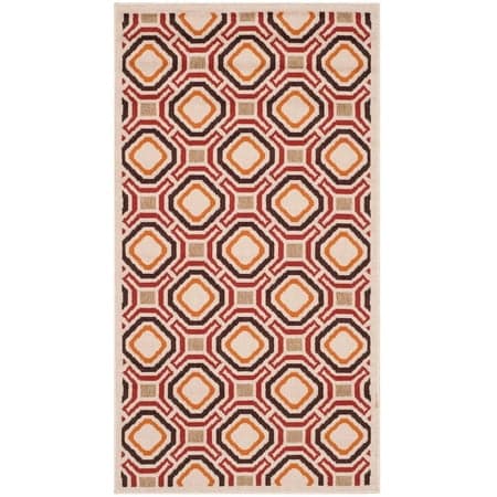 SAFAVIEH Veranda Jantar Geometric Indoor/Outdoor Area Rug, 2'7" x 5', Cream/Red