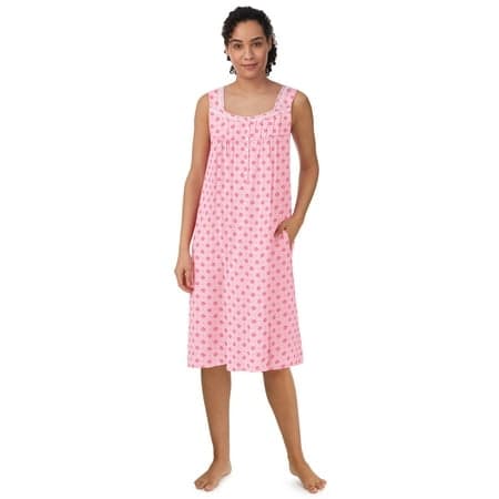 Aria Women's 100% Cotton Sleeveless 40" Nightgown, Sizes XS-5X