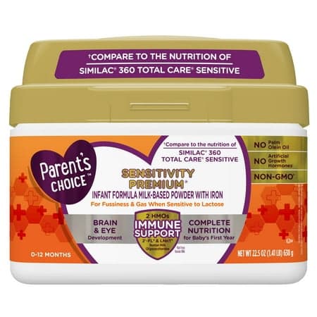 Parent's Choice Sensitivity Premium Baby Formula with Iron, Dual HMOs, 22.5 oz