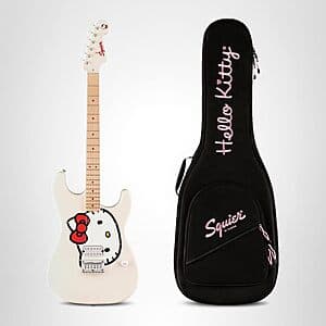 Squier Fender x Hello Kitty Stratocaster Electric Guitar & Deluxe Hello Kitty Gig Bag $420 + Free S&H