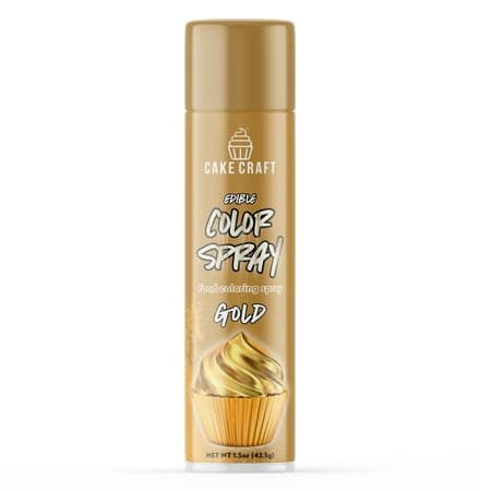 Cake Craft Edible Gold Color Spray – 1.5oz Can | Edible Metallic Food Spray for Cakes, Cupcakes, Cookies & More | Made in the USA | Adds Instant Shimmer & Shine