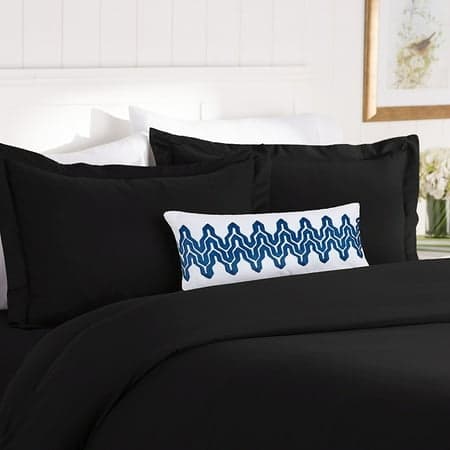 3 Piece Duvet Cover Set And Two Shams Full/Queen Black