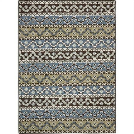 SAFAVIEH Veranda Luwig Southwestern Indoor/Outdoor Area Rug, 4' x 5'7", Blue/Cream