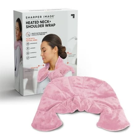 Sharper Image® Hot & Cold Neck & Shoulder Wrap for Soothing Muscle Pain and Tension, 100% Natural Lavender & Herb Spa Blend, Pink