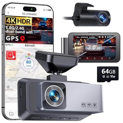 Dual 4K HDR Dash Cam with 63% Savings - Amazon