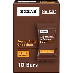 Protein-Packed Snack: 10-Count RXBAR Peanut Butter Chocolate Bars $9.30