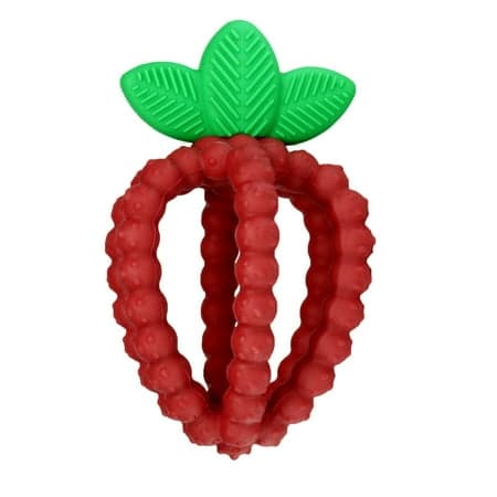RaZbaby RaZberry Bites Silicone Teething Toy 6m+ | Textured for Gum Relief | BPA-Free | Easy to Hold | Red