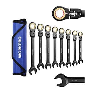 8-Pc WORKPRO 72-Tooth Flex-Head Ratcheting Metric Combination Wrench Set $30 + Free S&H