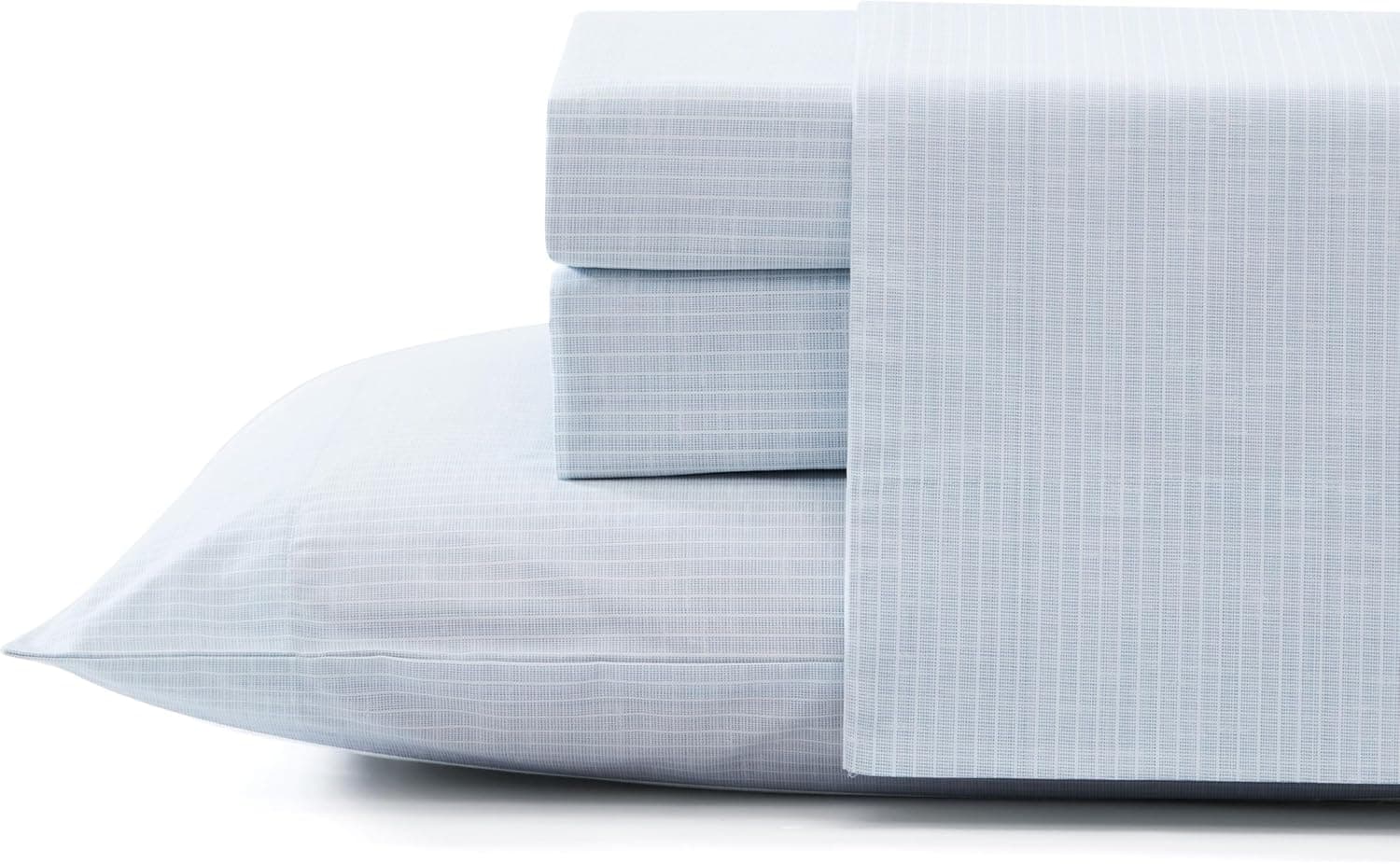 Tommy Bahama - Twin Sheet Set, Crisp & Cool Cotton Percale Bed Sheets, Deep Pockets, Striped Bedding with Matching Fitted Sheet & Pillowcase (Ala Moana Stripe Blue)