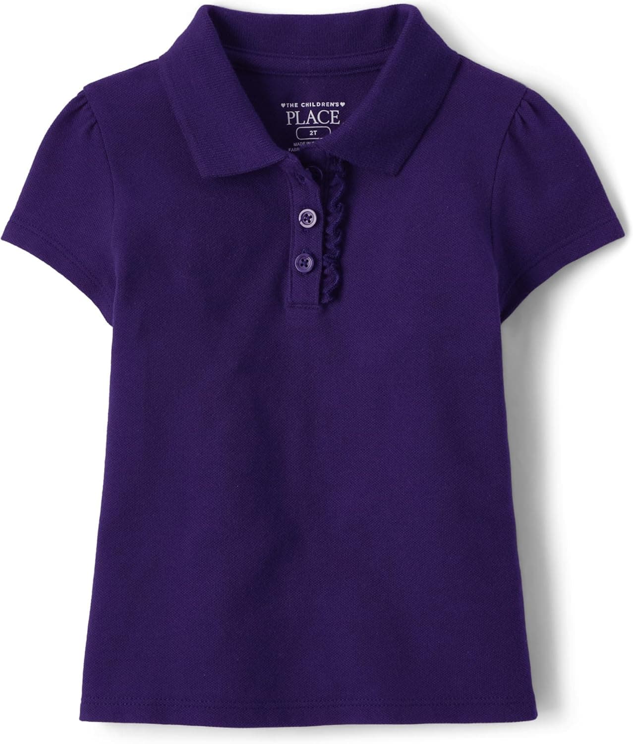The Children's Place Baby Girls and Toddler Girls Short Sleeve Ruffle Pique Polo, Regal Violet, 2T