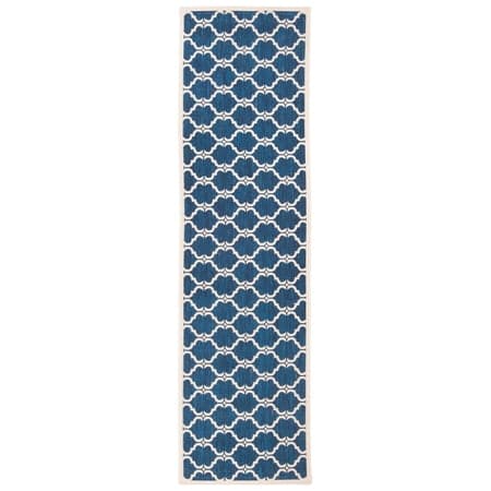 SAFAVIEH Courtyard Estelle Geometric Indoor/Outdoor Runner Rug, Navy/Beige, 2'3" x 8'