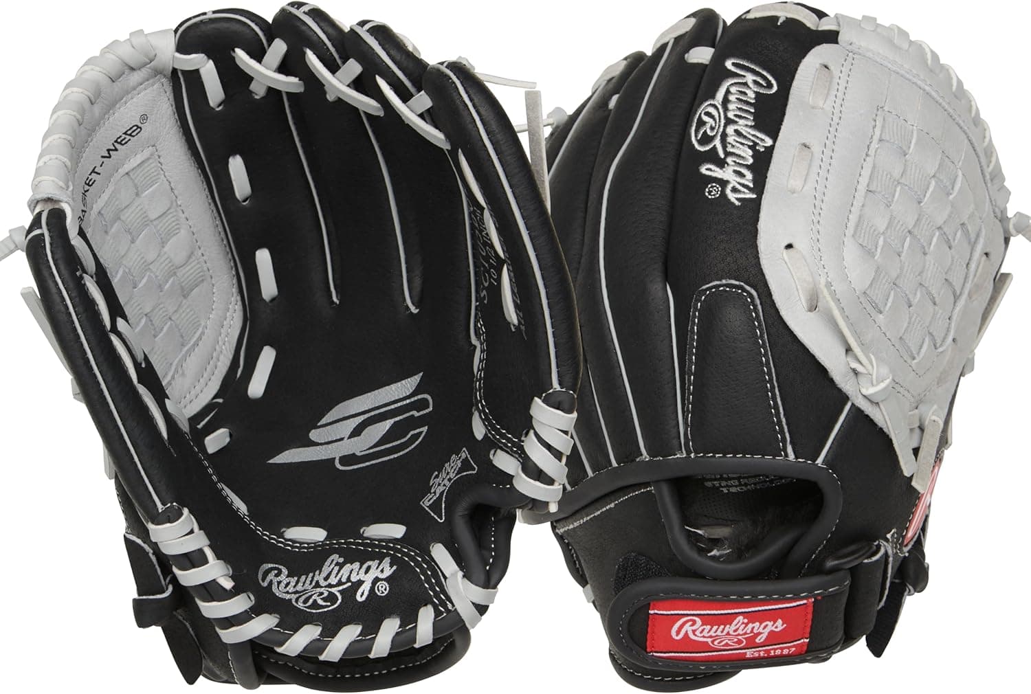 Rawlings T-Ball & Youth Baseball Glove - 10.5" Black/Grey