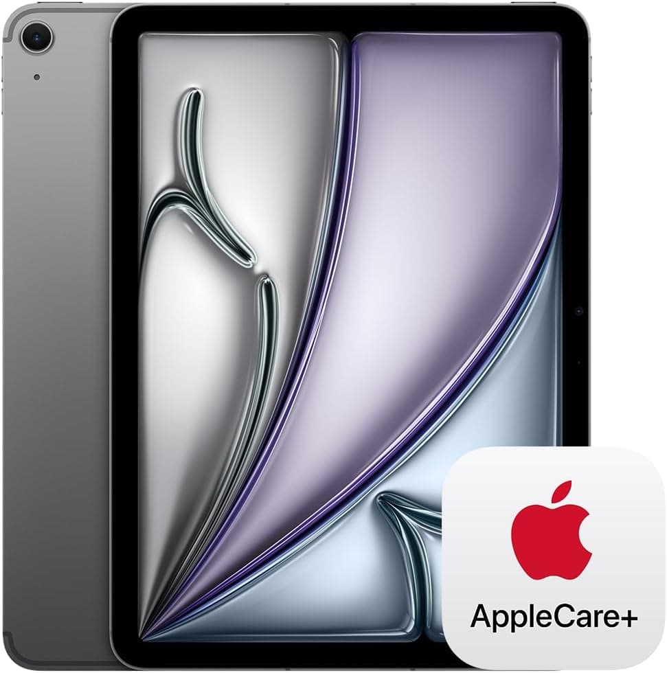 Apple iPad Air 11-inch with M3 chip Built for Apple Intelligence, Liquid Retina Display, 1TB, 12MP Front/Back Camera, Wi-Fi 6E + 5G Cellular, Touch ID — Space Gray with AppleCare+ (2 Years)