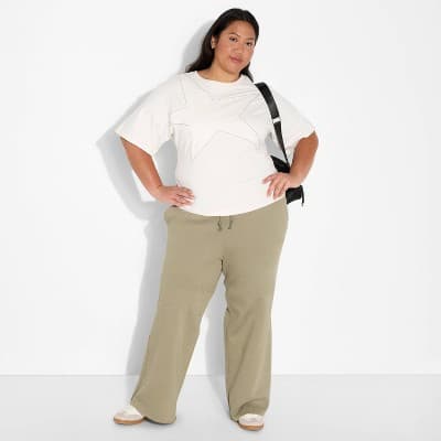 Women's Mid-Rise Wide Leg Sweatpants - Wild Fable™ Dark Taupe 2X