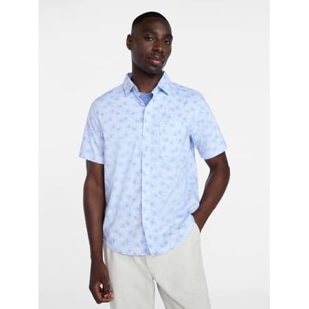 George Men's & Big Men's Modern Fit Button Up Performance Shirt with Short Sleeves, Sizes S-3XL