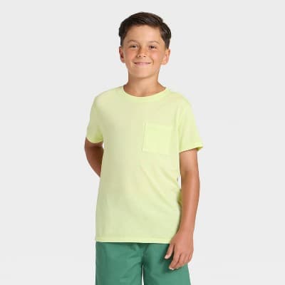 Boys' Short Sleeve Washed Pocket T-Shirt - Cat & Jack™ Light Green XXL Husky