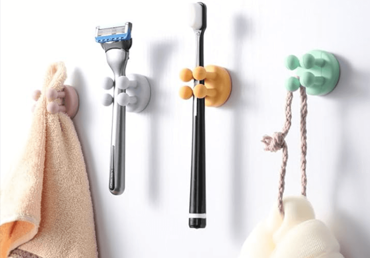 Versatile Silicone Razor and Toothbrush Holders for Shower