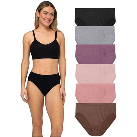 Fruit of the Loom Women's 360 Stretch Seamless Underwear, 6-Pack, Sizes S-2XL