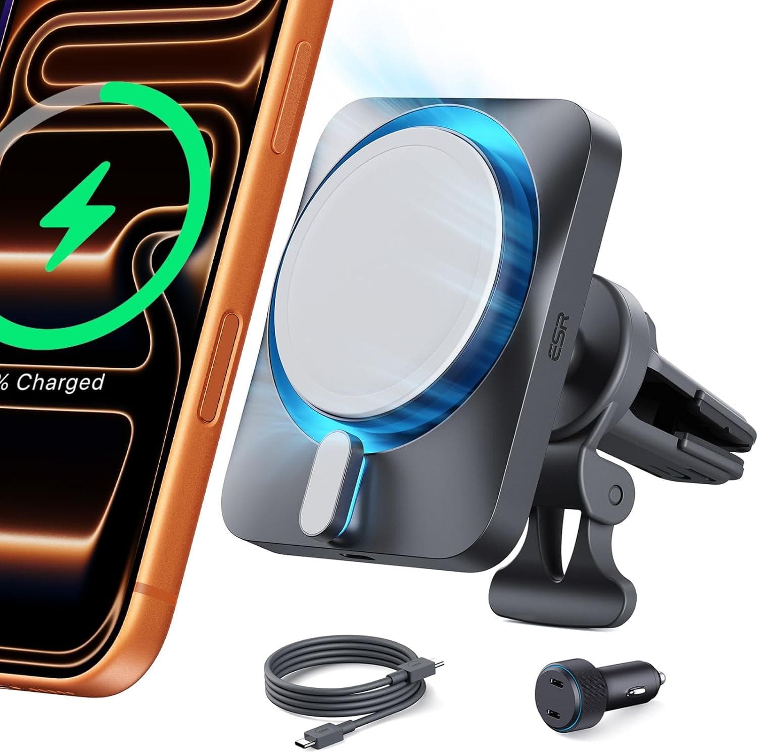 Charge Your iPhone Safely with ESR's 15W MagSafe Car Mount