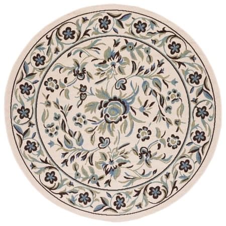SAFAVIEH Veranda Tollan Floral Indoor/Outdoor Area Rug, Cream/Green, 6'7" x 6'7" Round