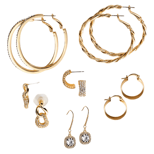 Stunning 6-Piece Gold Hoop Earring Set