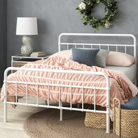 Zinus Florence 42" Metal Platform Bed Frame, White, Queen