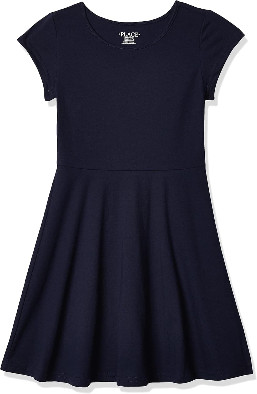 The Children's Place Big Girl's Short Sleeve Solid Knit Pleat Dress Dress, Tidal, XS (4)