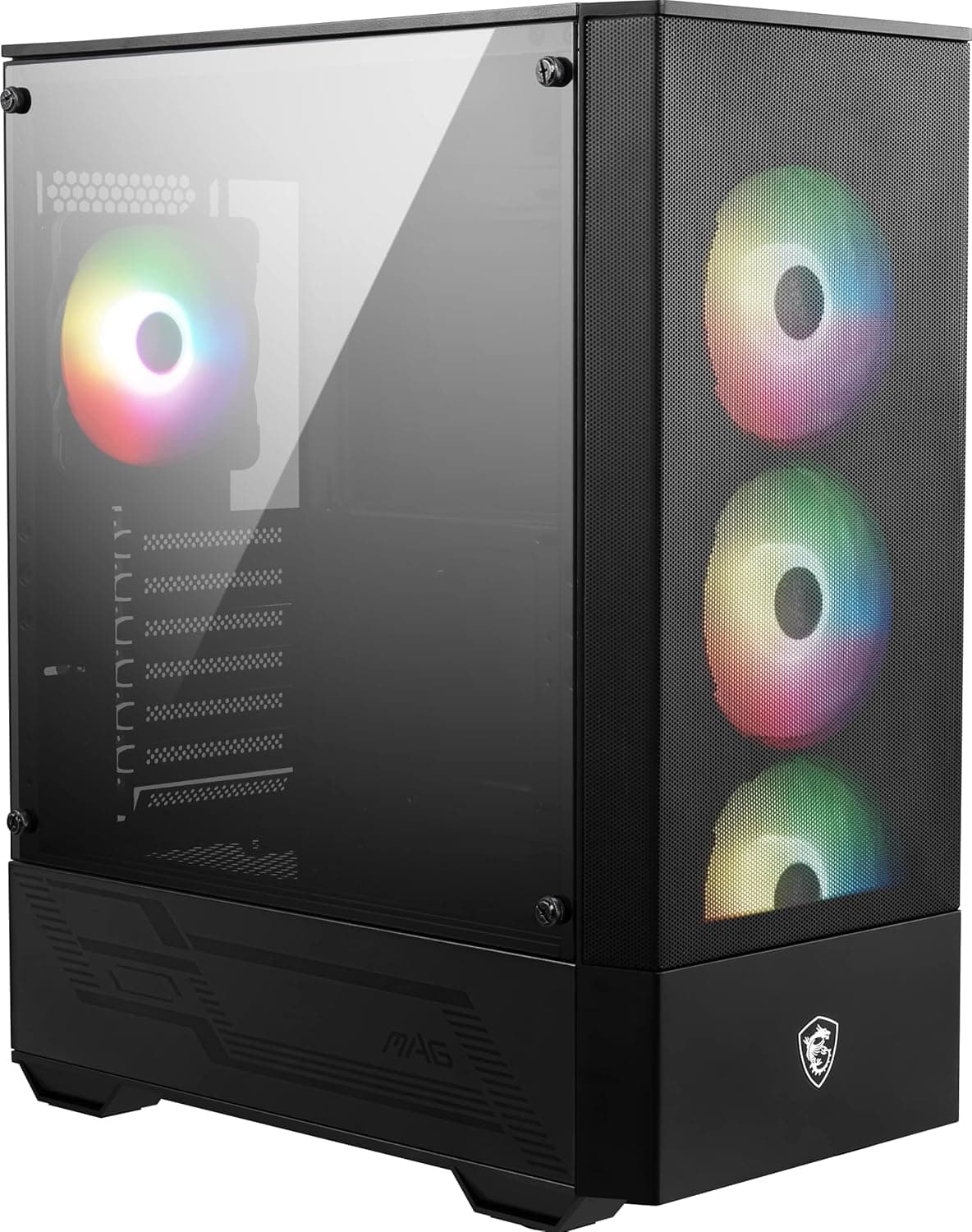 msi MAG Forge 112R - Premium Mid-Tower Gaming PC Case - Tempered Glass Side Panel - ARGB 120mm Fans - Liquid Cooling Support up to 240mm Radiator - Vented Front Panel