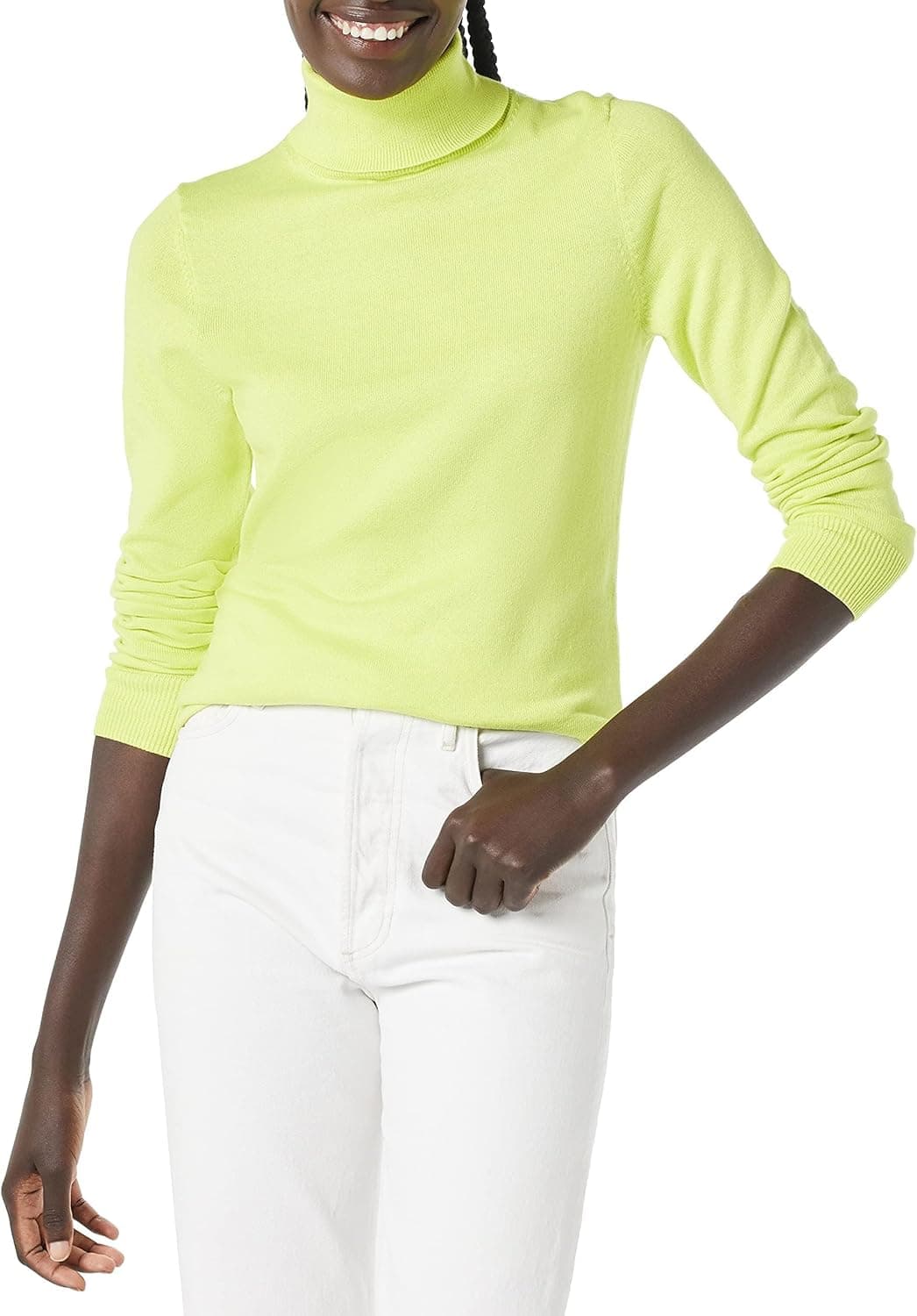 Amazon Essentials Women's Plus Size Classic Lightweight Long-Sleeve Turtleneck Sweater Sweater, -Lime Green, 3X